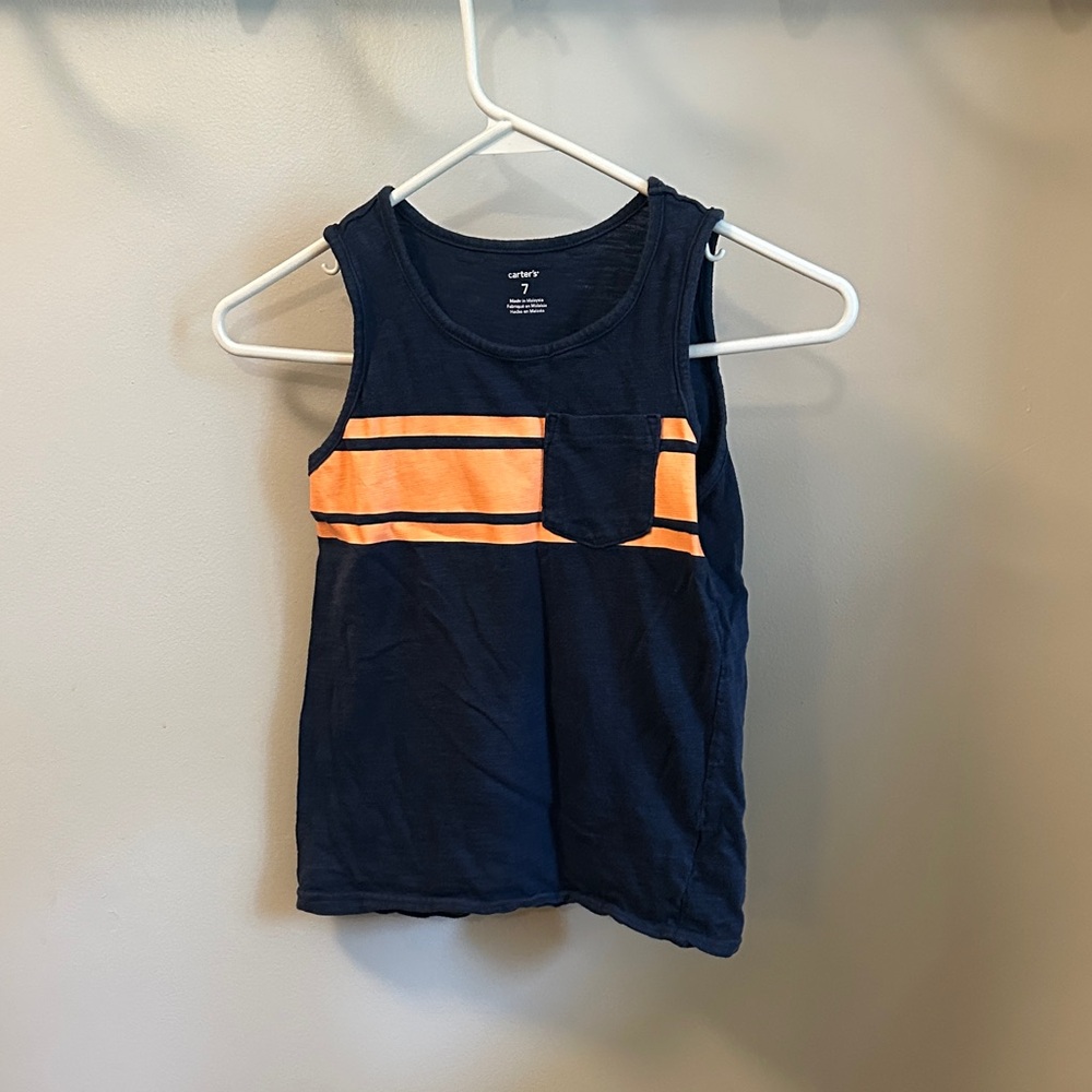 Carter's Navy Tank with Orange Stripes